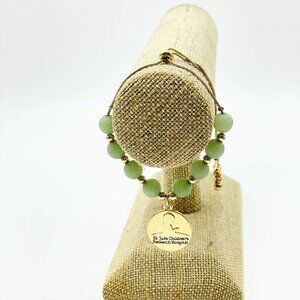 St. Jude Children’s Research Hospital Green Bead Adjustable Bracelet Gold Tone